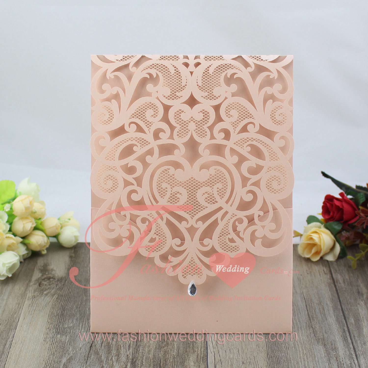 Personalised Laser Cut Pocked Fold Wedding Invitations